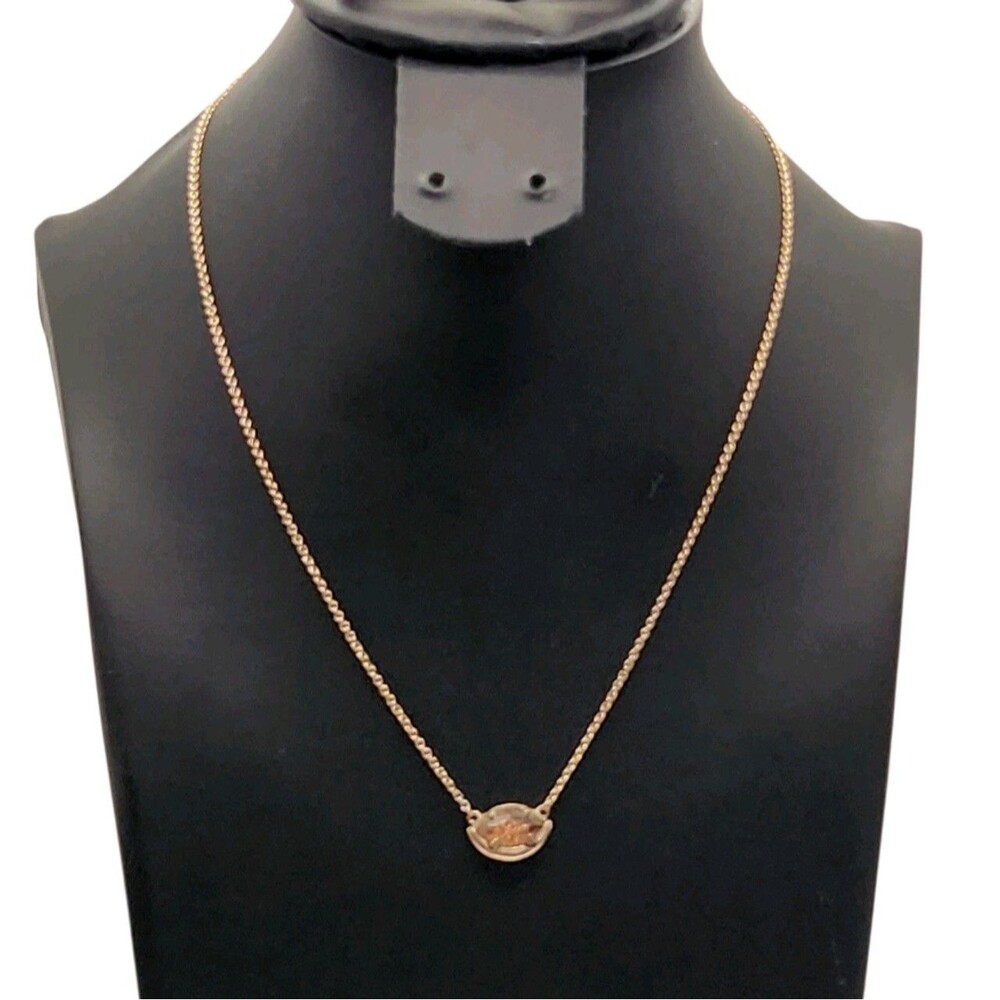 Kendra Scott Meghan Necklace - Gold Dusted Glass Marquise Cut Rose Gold Chain #3
